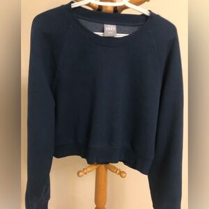 Aritzia TNA Cozy Fleece Cropped Dark Blue Sweatshirt- fits like medium